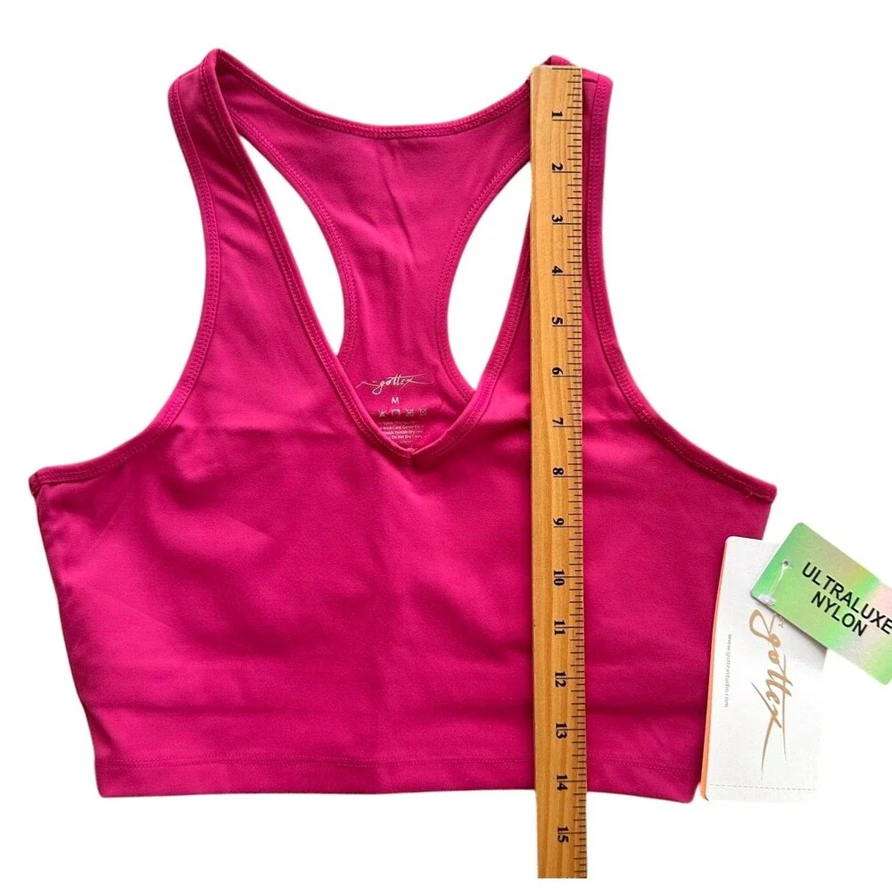 X by Gottex Women's ULTRALUXE NYLON Sports Bra Quick Dry Size M Deep Magenta